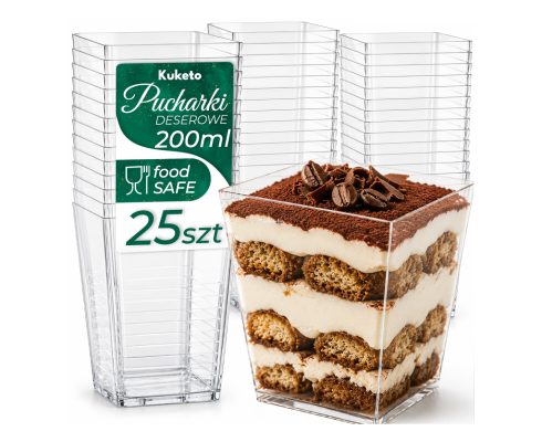 alt = Pojemniki na deserki 200ml pucharki plastikowe 25szt. Kuketo