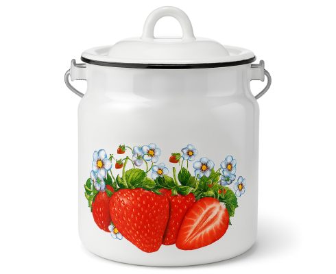 alt = "Bańka emaliowana 3l biała poziomki Emajlo Olkusz"