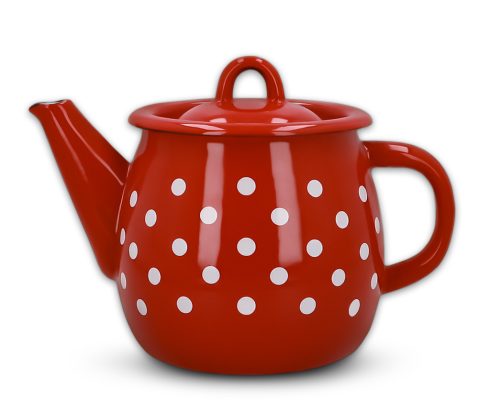 Czajnik emal.poj. 1,01 kropki 746594-2 alt = Imbryk emaliowany 1 l czerwony w kropki