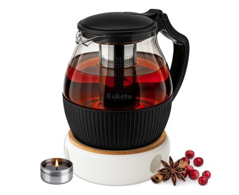 alt = Dzbanek szklany Volan 1800ml zaparzacz + podgrzewacz ceramiczny