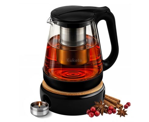 alt = Dzbanek szklany Etna 2200ml z zaparzaczem + podgrzewacz ceramiczny