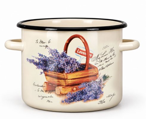 alt = Garnek emaliowany 5,5 l Koszyk z lawendą 22 cm Emajlo Olkusz