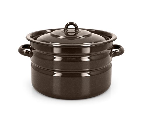 alt = Garnek emaliowany brązowy 32 cm z pokrywą 16l Emajlo Olkusz