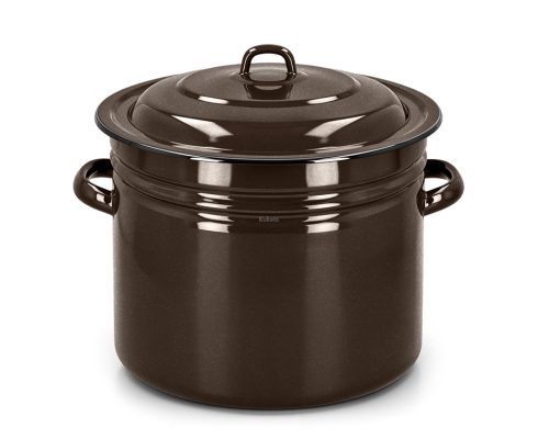 alt = Garnek emaliowany brązowy 32 cm z pokrywą 20l Emajlo Olkusz