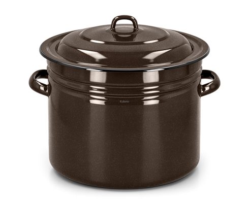 alt = Garnek emaliowany brązowy 40 cm z pokrywą 40l Emajlo Olkusz