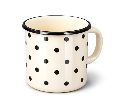 alt=Kubek emaliowany z nadrukiem 1 l Kropki Emajlo Olkusz
