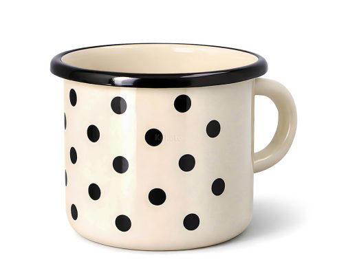 alt=Kubek emaliowany 500ml kremowy w kropki Emajlo Olkusz