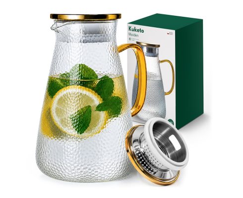 alt = Dzbanek szklany z sitkiem do wody herbaty 1,8l Kuketo