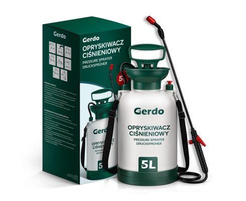 alt = Opryskiwacz ciśnieniowy ogrodowy 5l z regulowaną lancą Gerdo