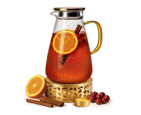 alt = Dzbanek szklany 1.8l z zaparzaczem + podgrzewacz stalowy Kuketo