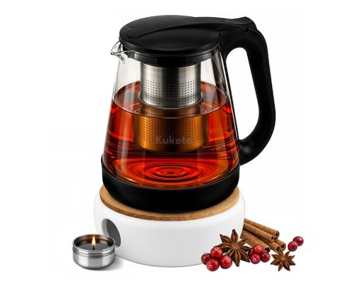 alt = Dzbanek szklany Etna 2,2l z zaparzaczem + podgrzewacz ceramiczny